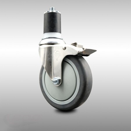 Service Caster 5 Inch 316SS Thermoplastic Rubber Swivel 1-3/4 Inch Stem Caster Lock Brake SCC SCC-SS316TTLEX20S514-TPRB-134